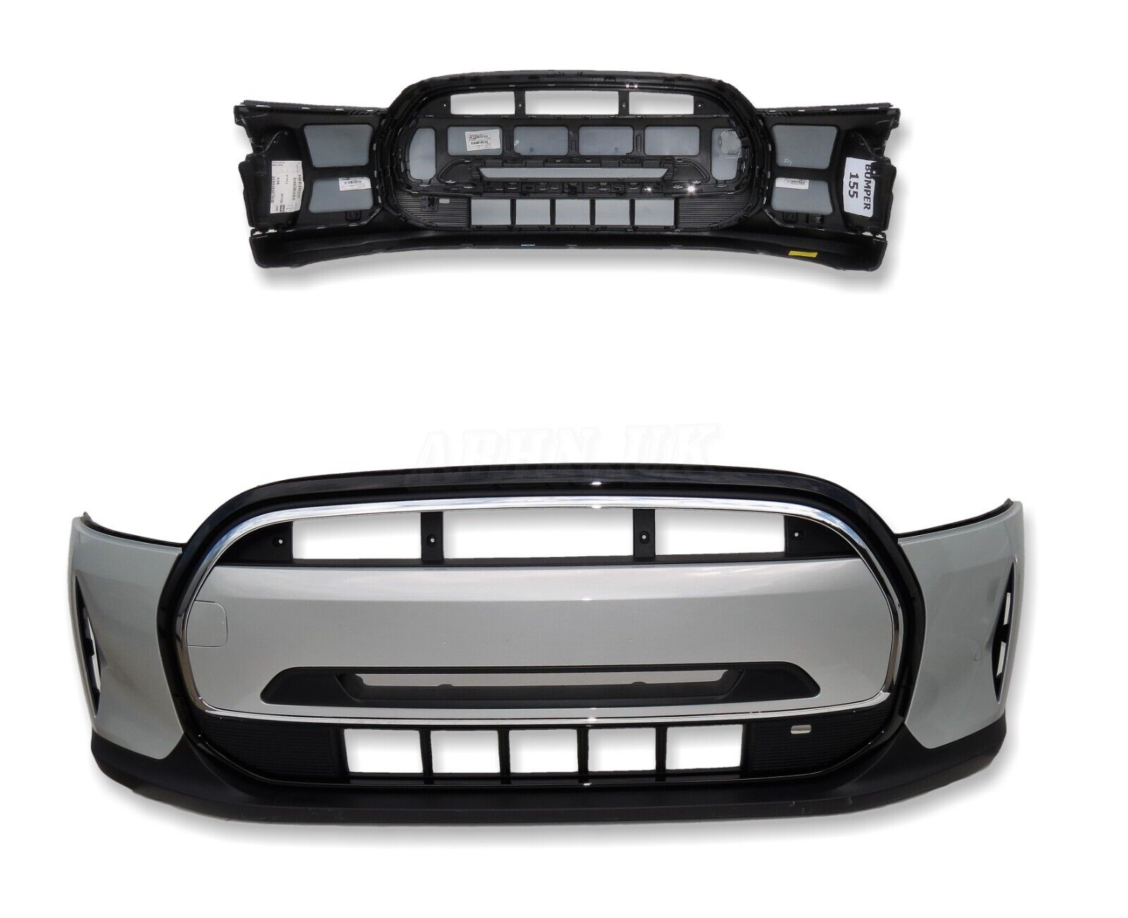 Mini Cooper Classic Exclusive F56 LCi2 Front Bumper No PDC Tow Eye White Silver Main Image Mini Cooper Classic Exclusive F56 LCi2 Front Bumper No PDC Tow Eye White Silver - Image 1