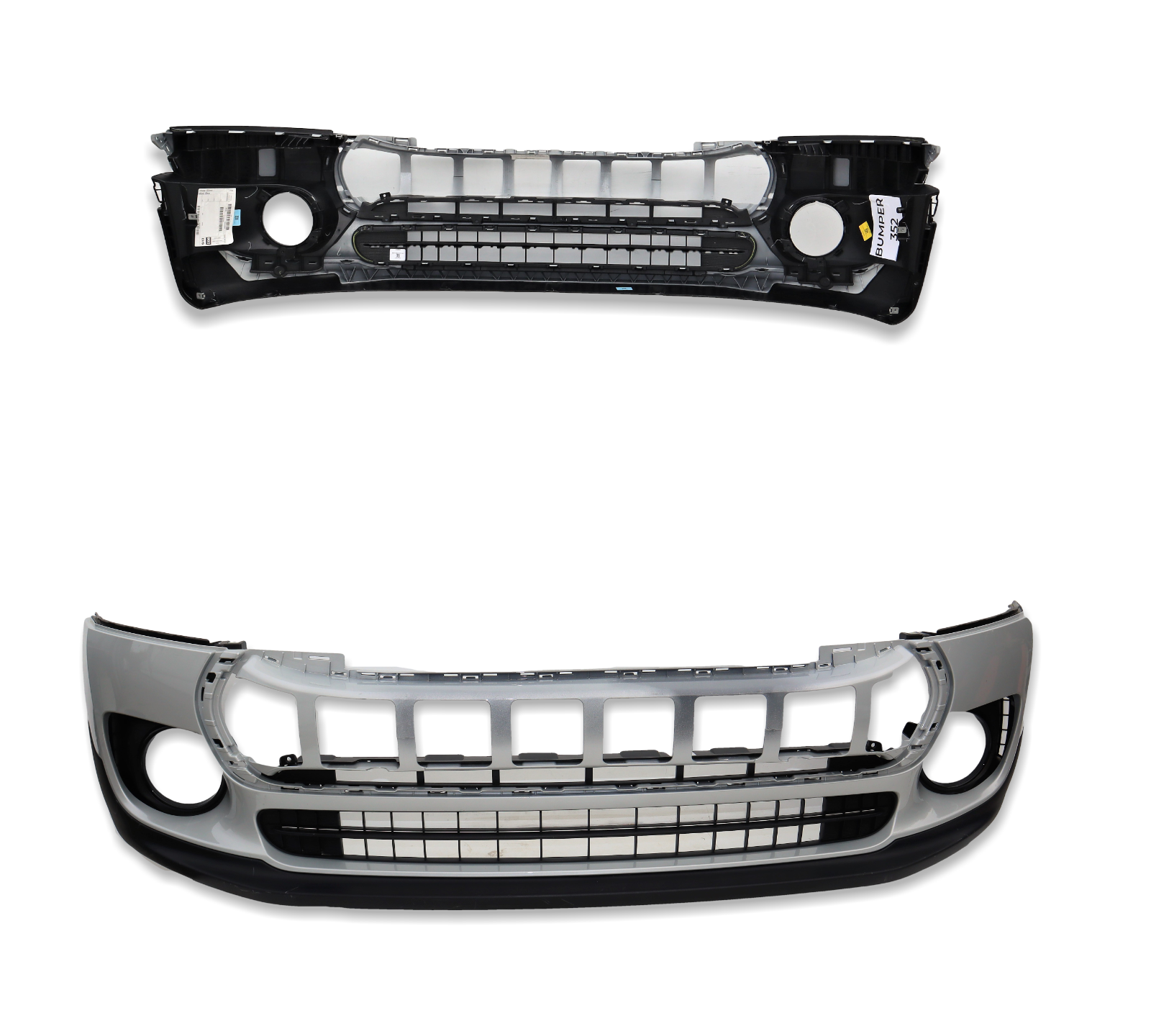 Mini Clubman F54 Mini One Genuine Front Bumper No PDC 2 Fog Light White Silver Main Image Mini Clubman F54 Mini One Genuine Front Bumper No PDC 2 Fog Light White Silver - Image 1