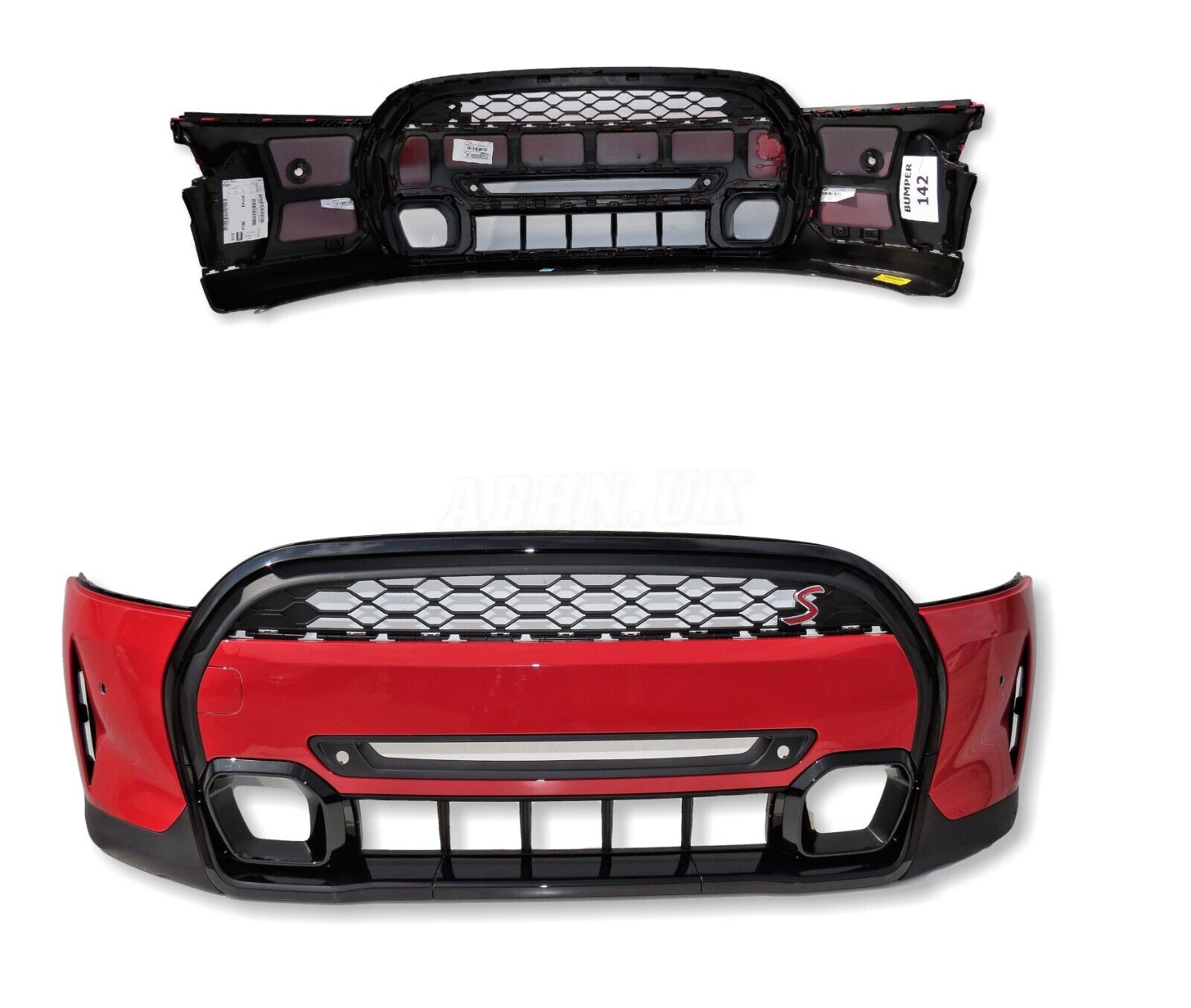 Mini Cooper S Classic Exclusive F56 LCi2 Front Bumper 2 Vent 4 PDC in Chili Red Main Image Mini Cooper S Classic Exclusive F56 LCi2 Front Bumper 2 Vent 4 PDC in Chili Red - Image 1